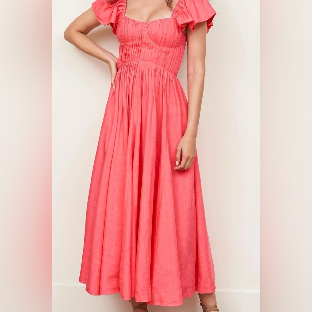 La Ligne Midi Flavia Dress | Size Medium | Coral Pink | Like New (Worn Once)